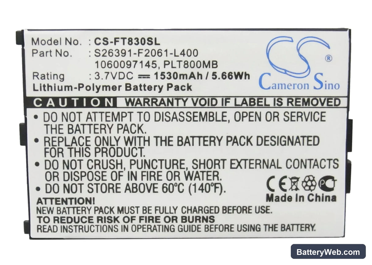 Fujitsu Loox T800 Replacement Battery, 3.7V, 1530mAh, Li-Polymer 5