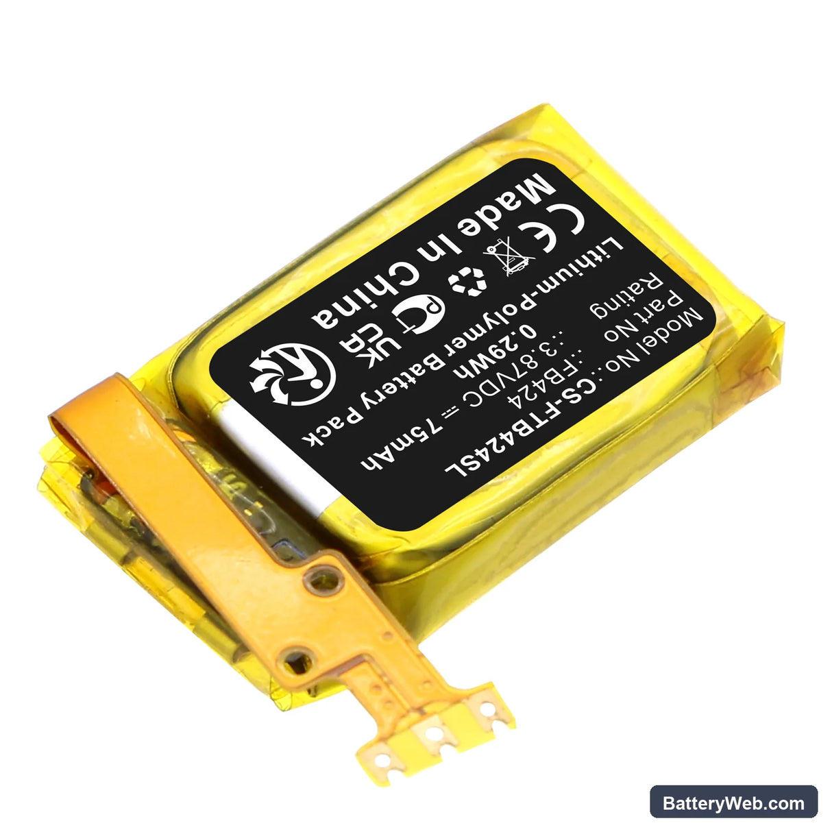 FitBit inspire 3 Replacement Battery, 3.87V, 75mAh, Li-Polymer 2