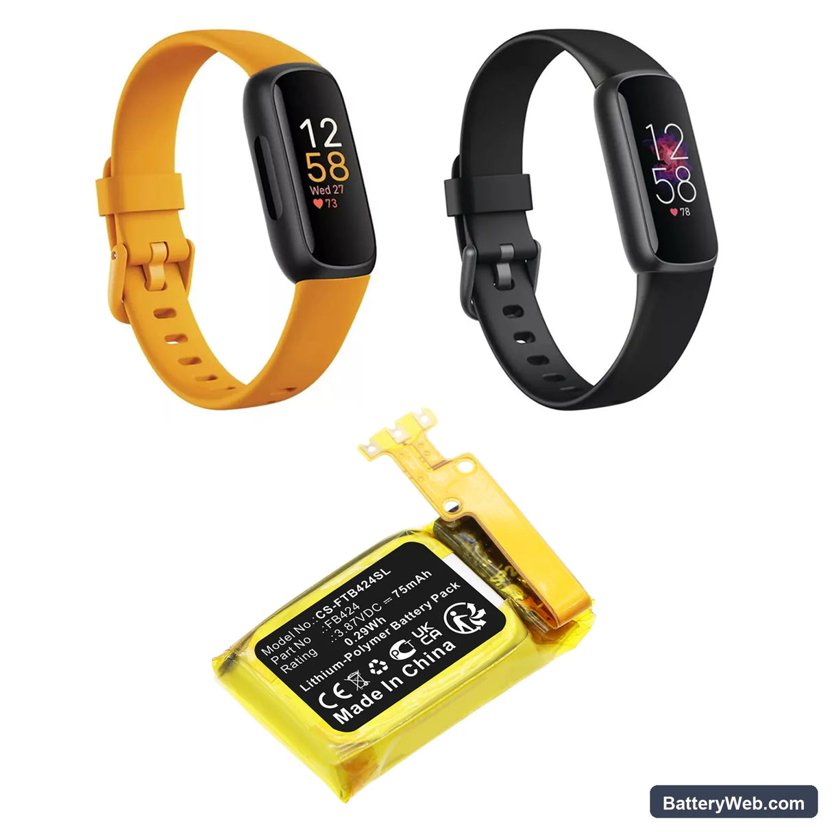 FitBit inspire 3 Replacement Battery, 3.87V, 75mAh, Li-Polymer 5