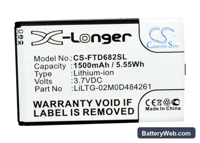 Feetong D8628 Replacement Battery, 3.7V, 1500mAh, Li-ion 5