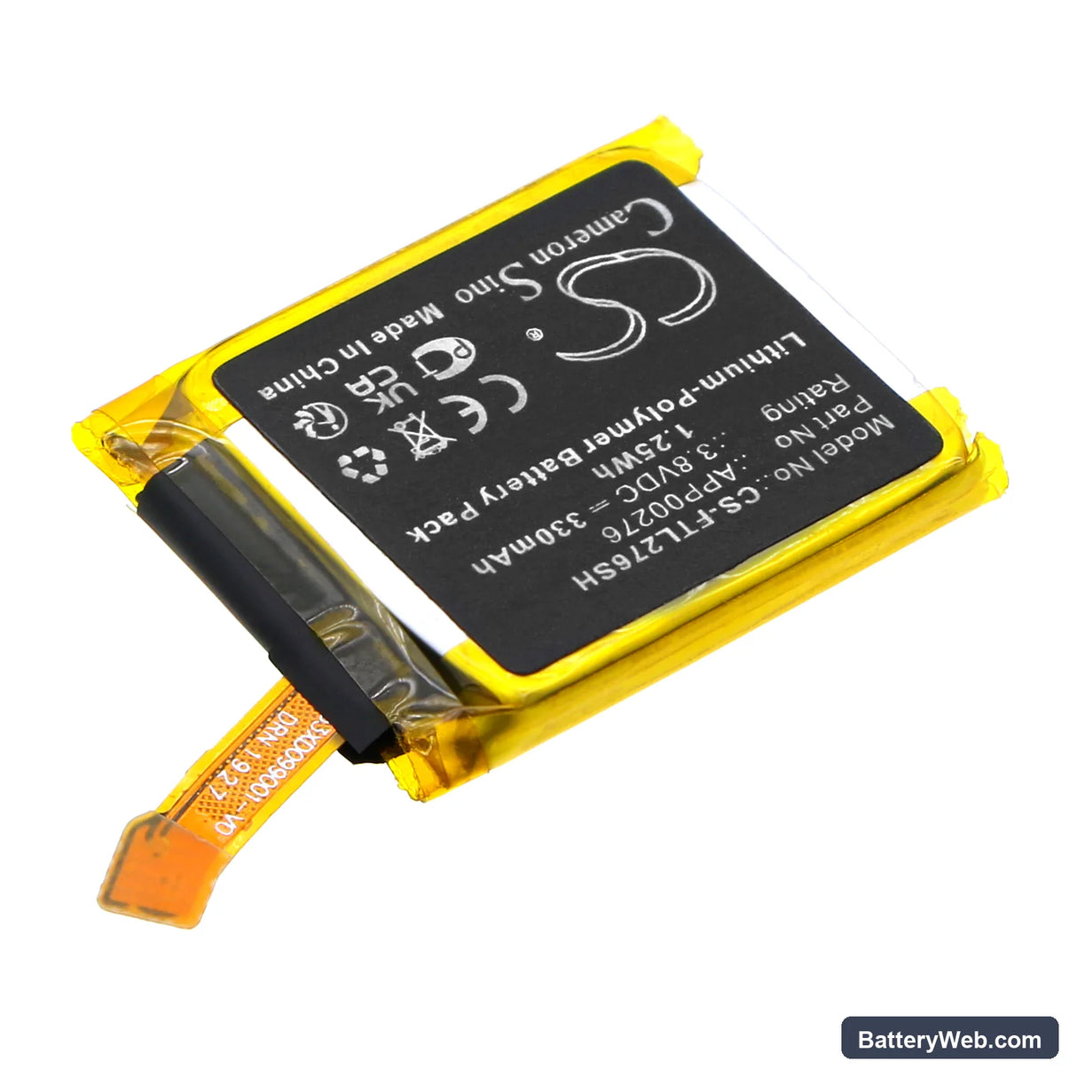 Fossil Q Marshal Gen 4 Replacement Battery, 3.8V, 330mAh, Li-Polymer 2
