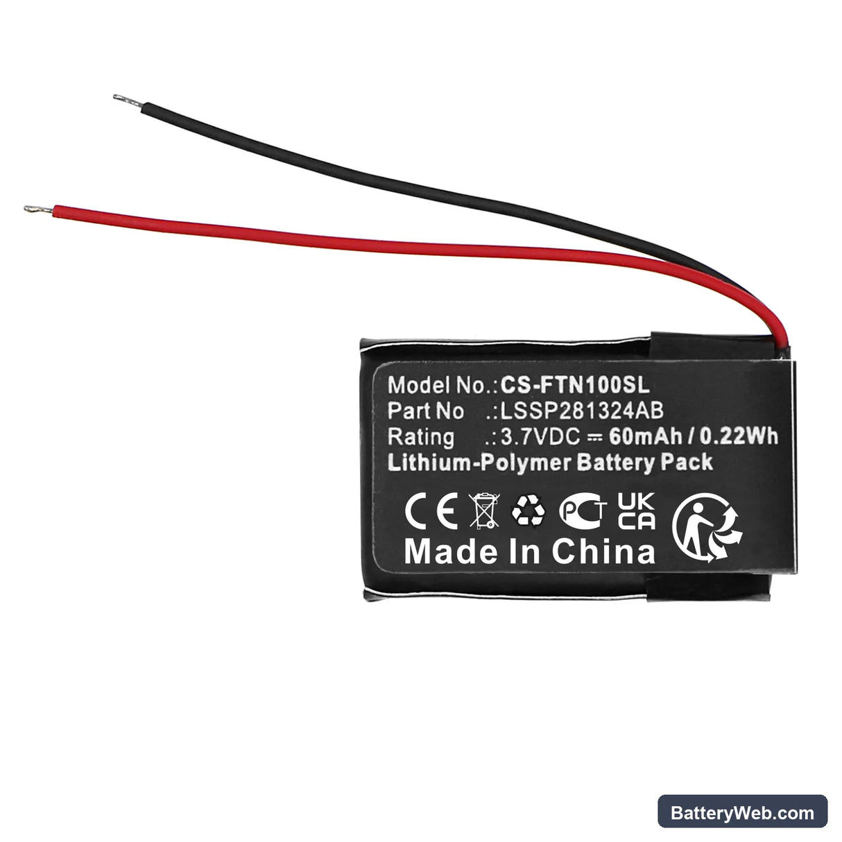 FitBit One Replacement Battery, 3.7V, 60mAh, Li-Polymer 3