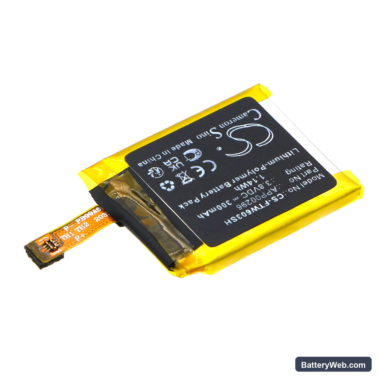 Fossil Julianna HR FTW6035 Replacement Battery, 3.8V, 300mAh, Li-Polymer 2