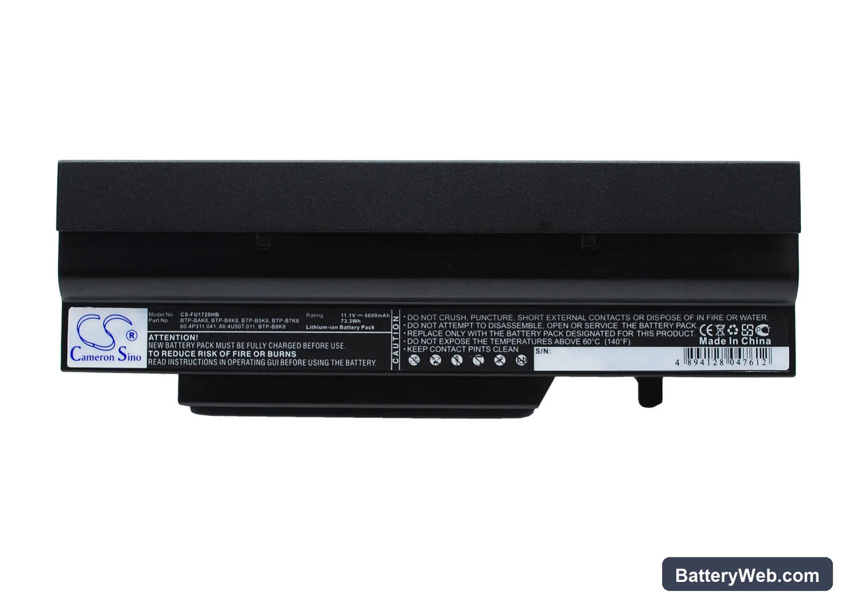 Fujitsu Amilo Pro V3405 Replacement Battery, 11.1V, 6600mAh, Li-ion 5
