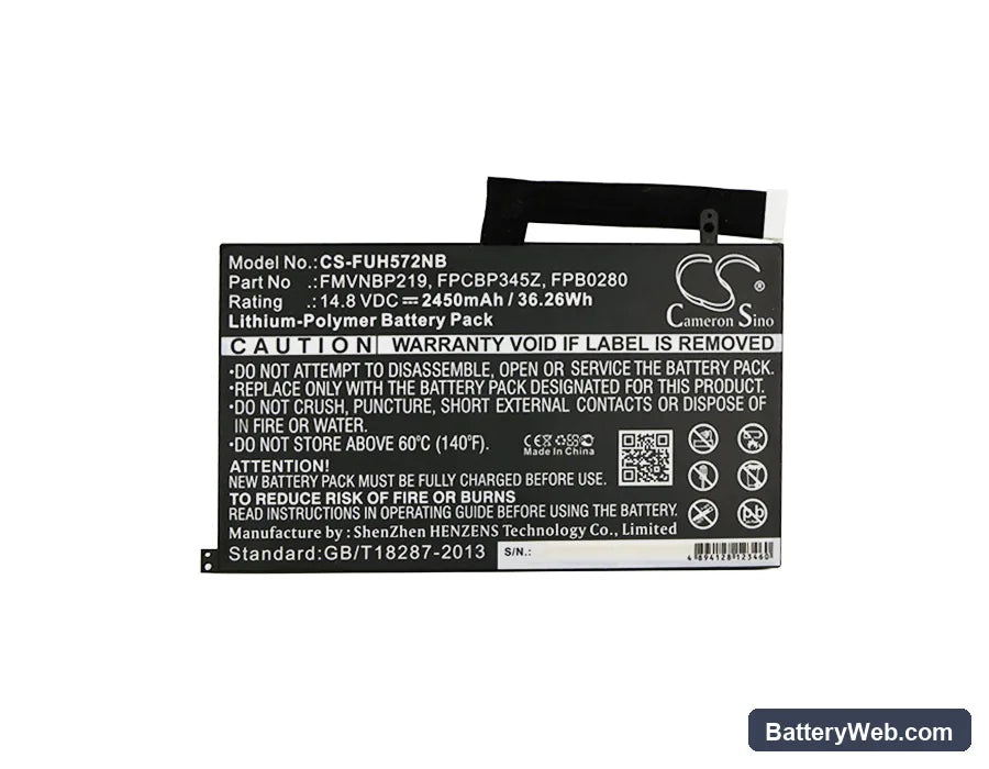 Fujitsu LifeBook UH572 Replacement Battery, 14.8V, 2450mAh, Li-Polymer 3