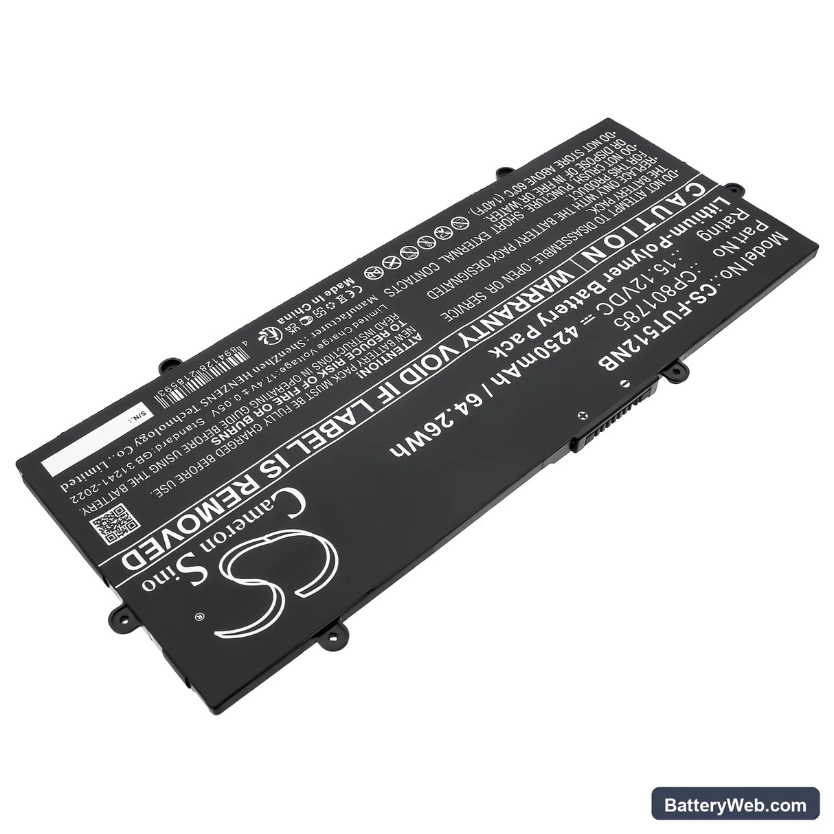 Fujitsu LifeBook E4512 Replacement Battery, 15.12V, 4250mAh, Li-Polymer 2