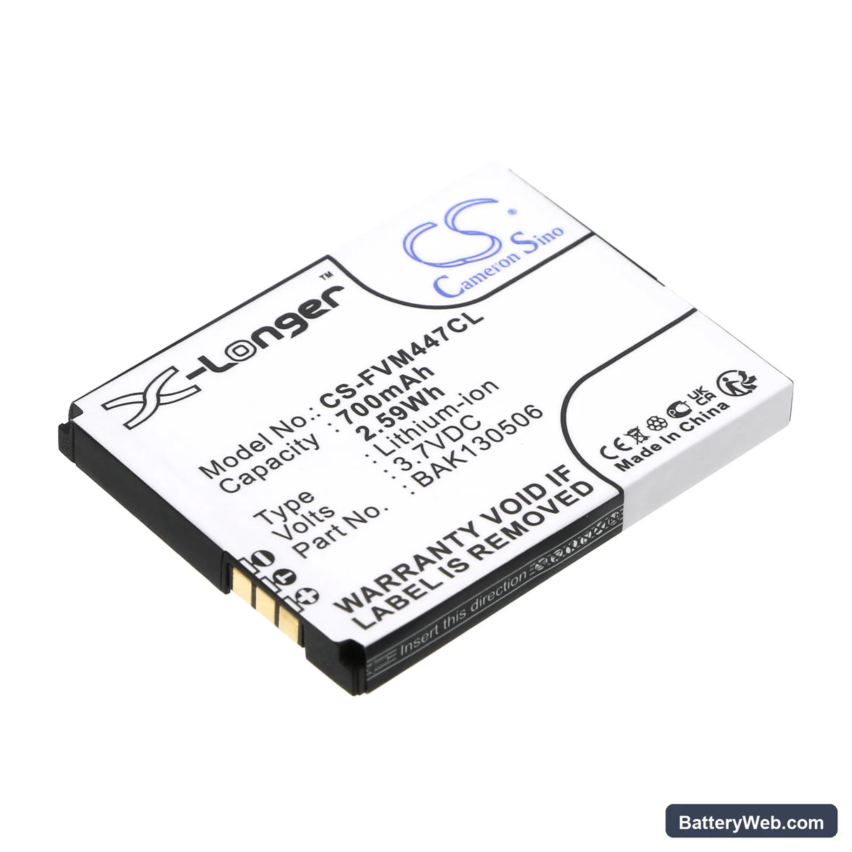 FRITZ!Fon M2 Replacement Battery, 3.7V, 700mAh, Li-ion 1