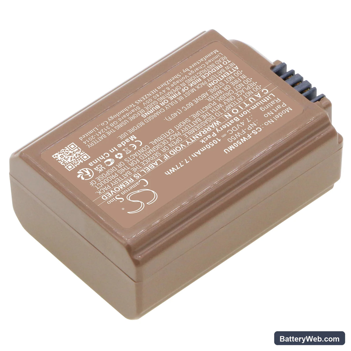Sony NEX-5 Replacement Battery, 7.4V, 1050mAh, Li-ion 2