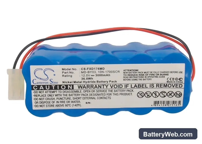 Fukuda FC-1760 Replacement Battery, 12V, 3000mAh, Ni-MH 5