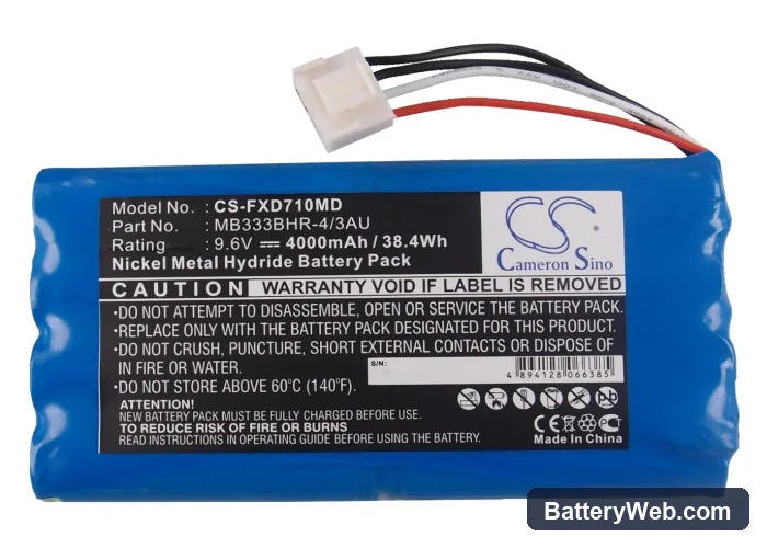 Fukuda FX-7102 Replacement Battery, 9.6V, 4000mAh, Ni-MH 6