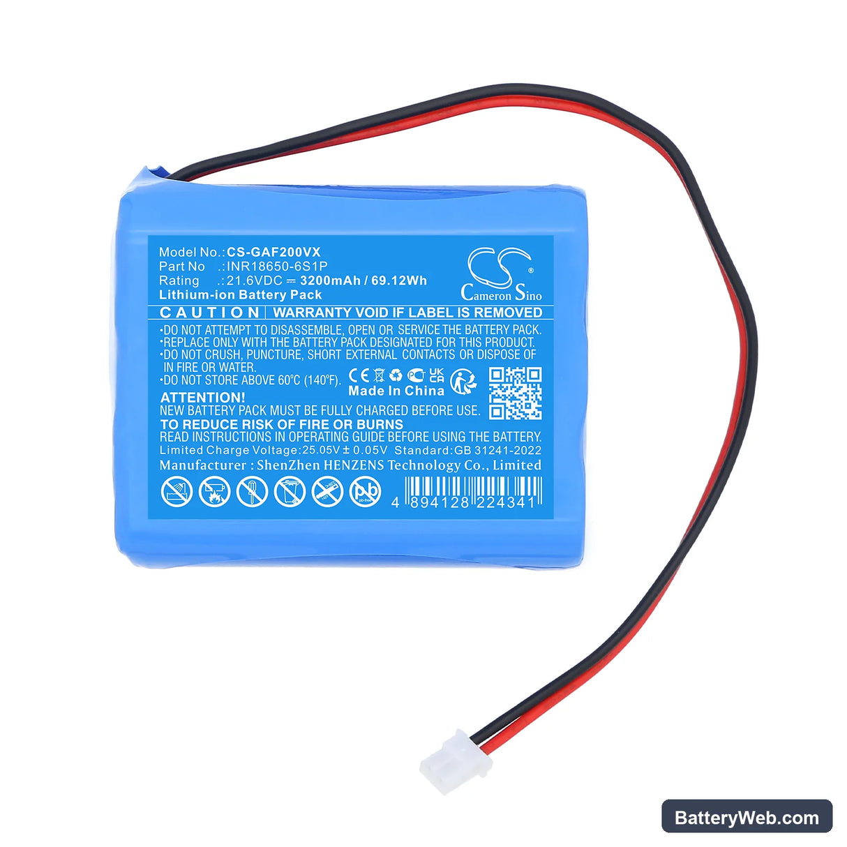 Geek Aire Fan CF2 Replacement Battery, 21.6V, 3200mAh, Li-ion 3