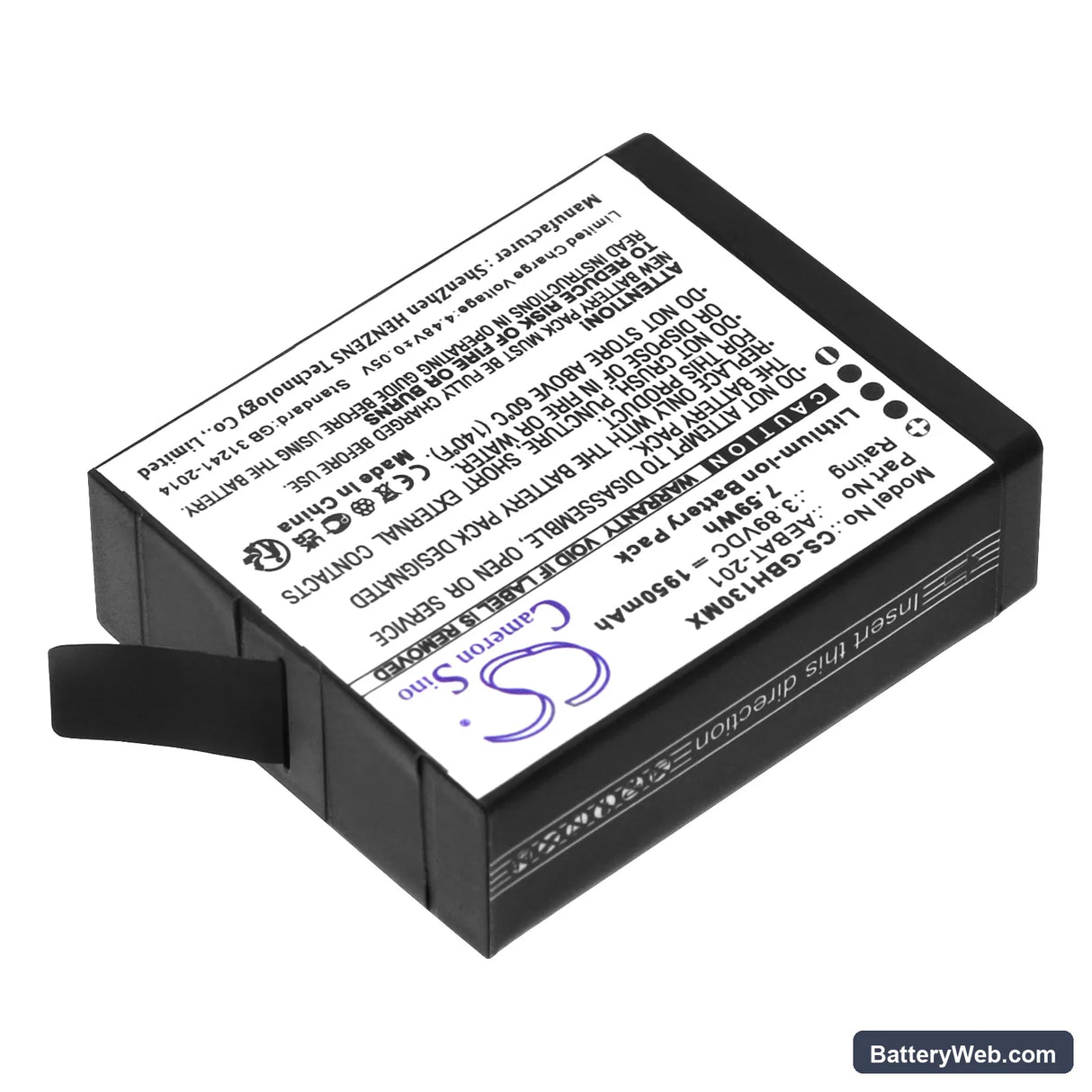 GoPro Hero 13 Replacement Battery, 3.89V, 1950mAh, Li-ion 2