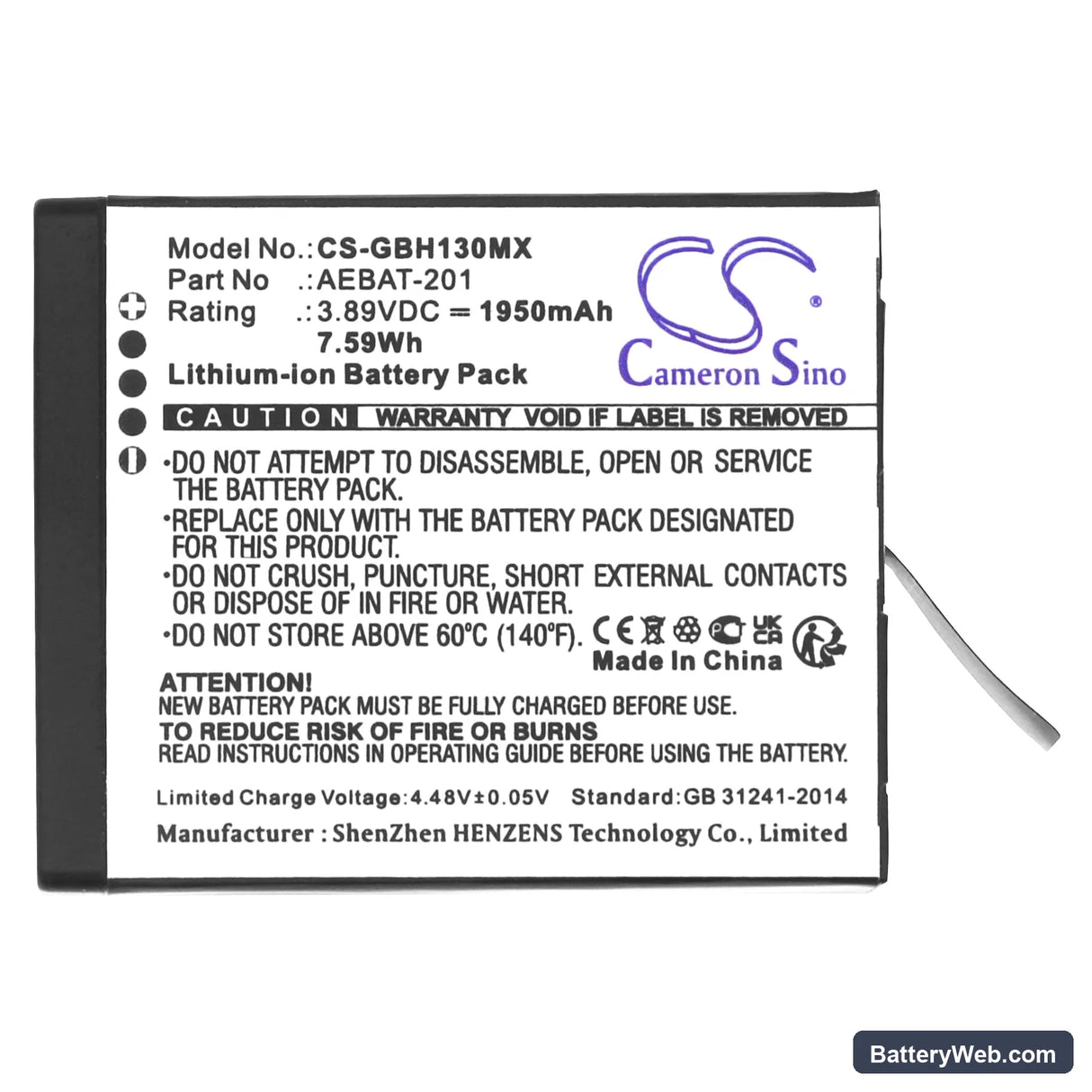 GoPro Hero 13 Replacement Battery, 3.89V, 1950mAh, Li-ion 5