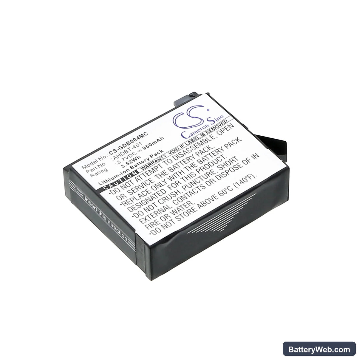 GoPro Hero 4 Replacement Battery, 3.7V, 950mAh, Li-ion 1