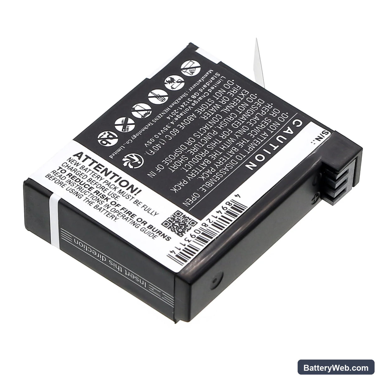 GoPro Hero 4 Replacement Battery, 3.8V, 1160mAh, Li-ion 3
