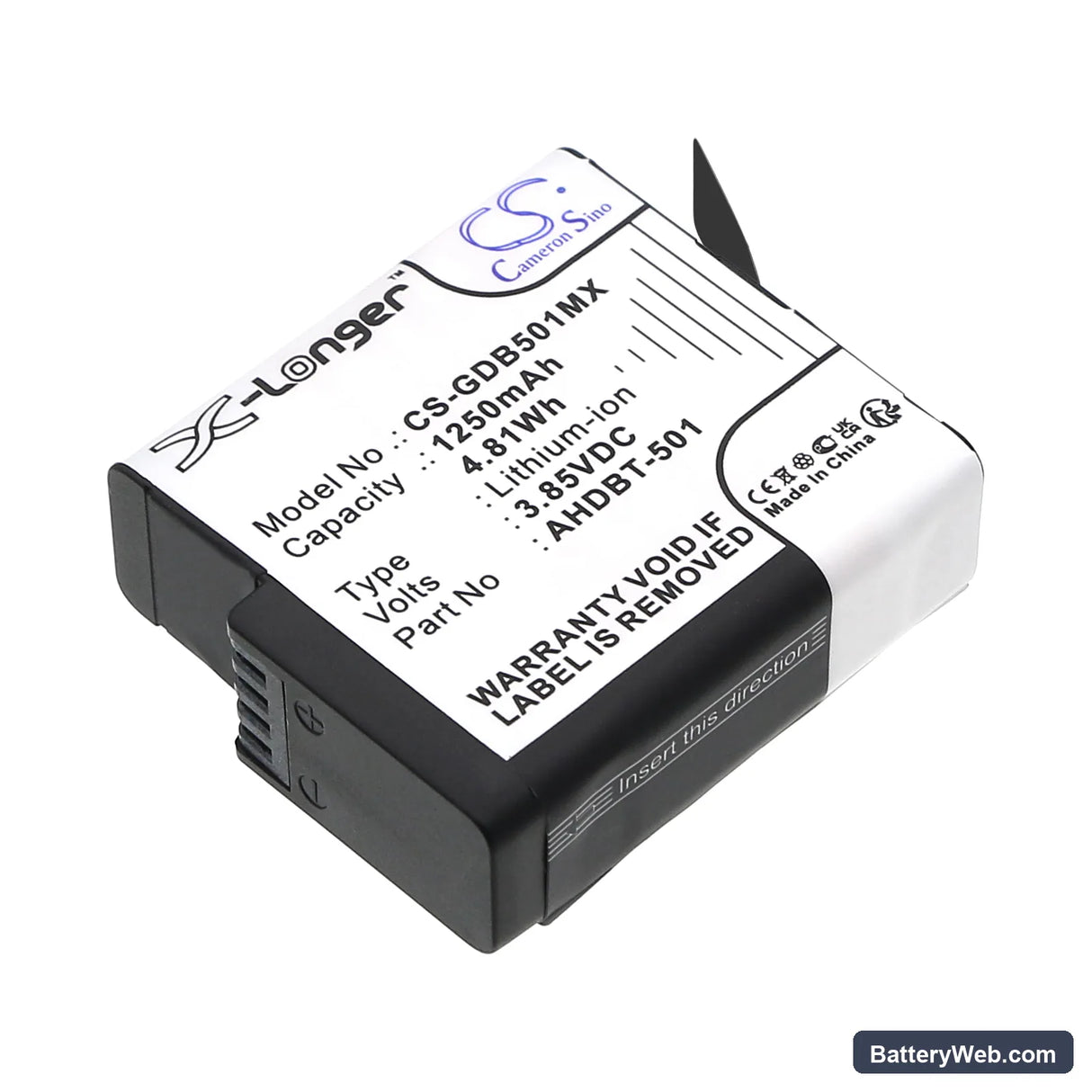 GoPro Hero 5 Replacement Battery, 3.85V, 1250mAh, Li-ion 1