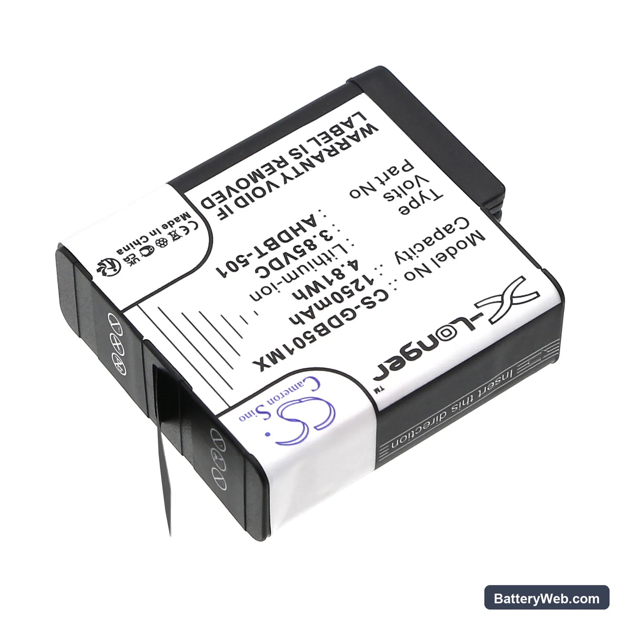 GoPro Hero 5 Replacement Battery, 3.85V, 1250mAh, Li-ion 2