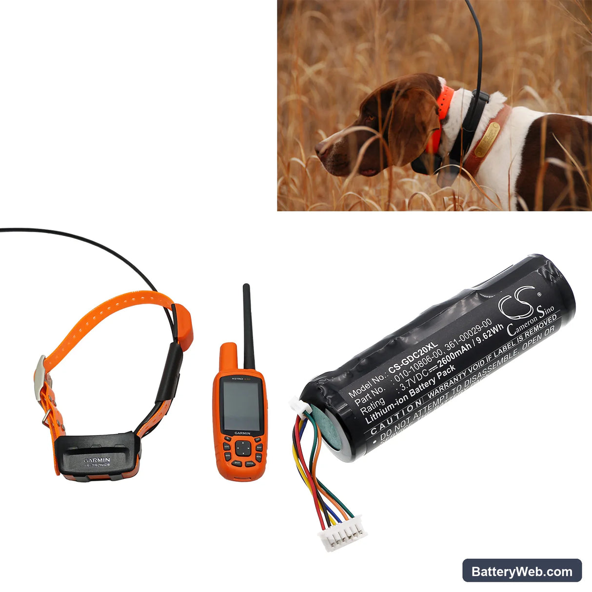Garmin Astro 220 Replacement Battery, 3.7V, 2600mAh, Li-ion 6