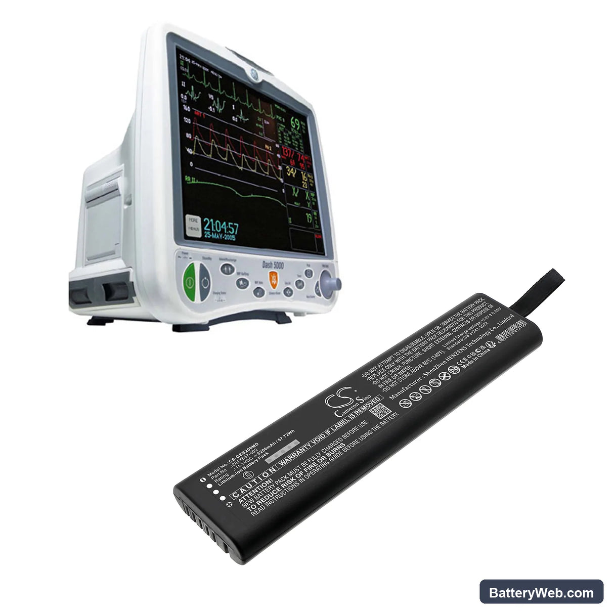 GE B20 Healthcare Replacement Battery, 11.1V, 5200mAh, Li-ion 6
