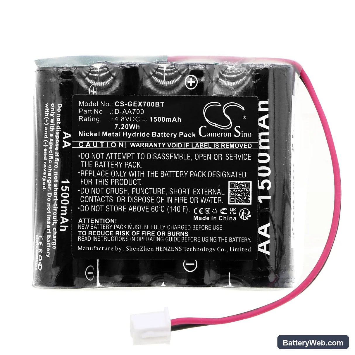 GE Security Simon Home Security Talking Replacement Battery, 4.8V, 1500mAh, Ni-MH 3
