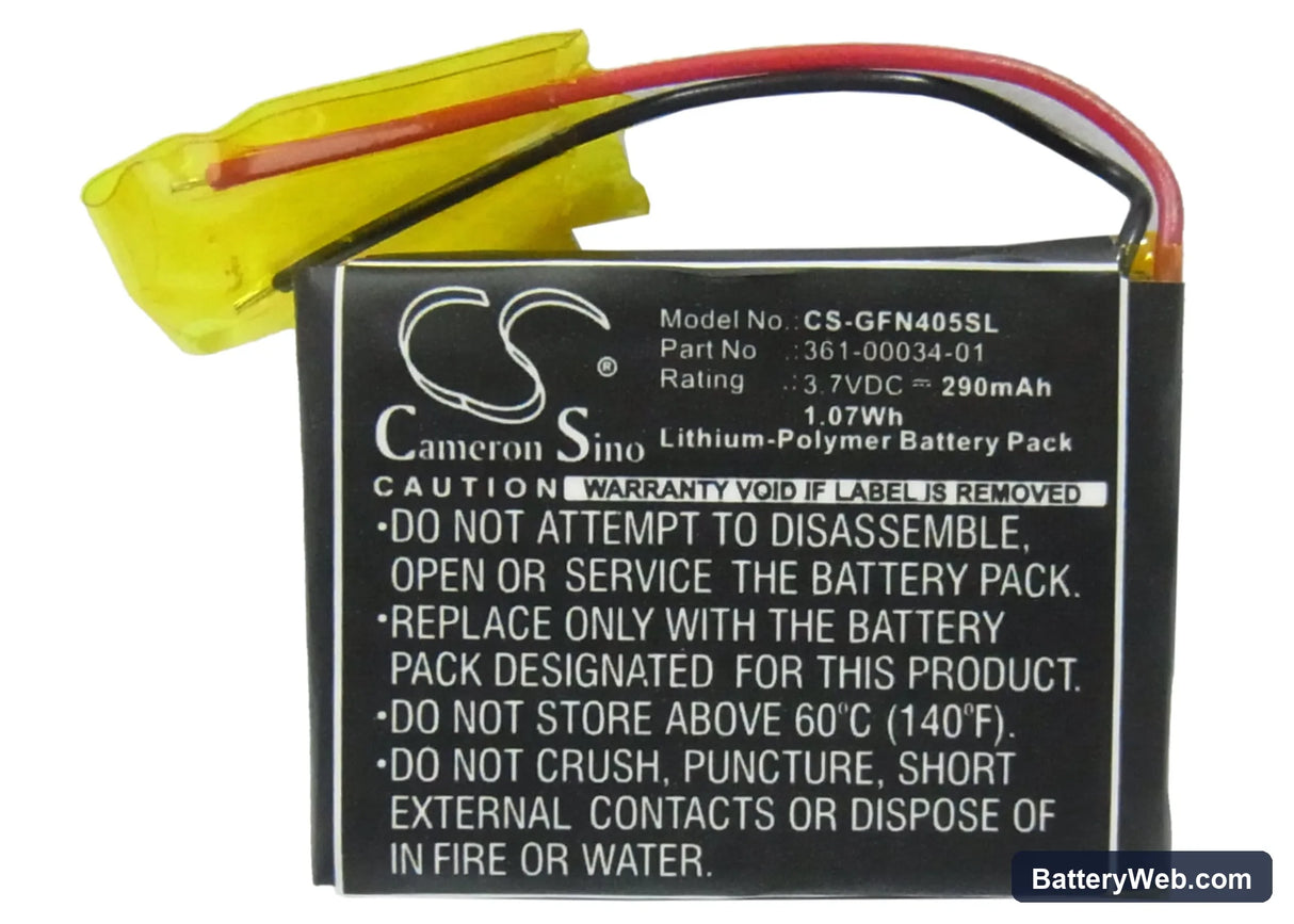 Garmin Foretrex 405 Replacement Battery, 3.7V, 290mAh, Li-Polymer 5