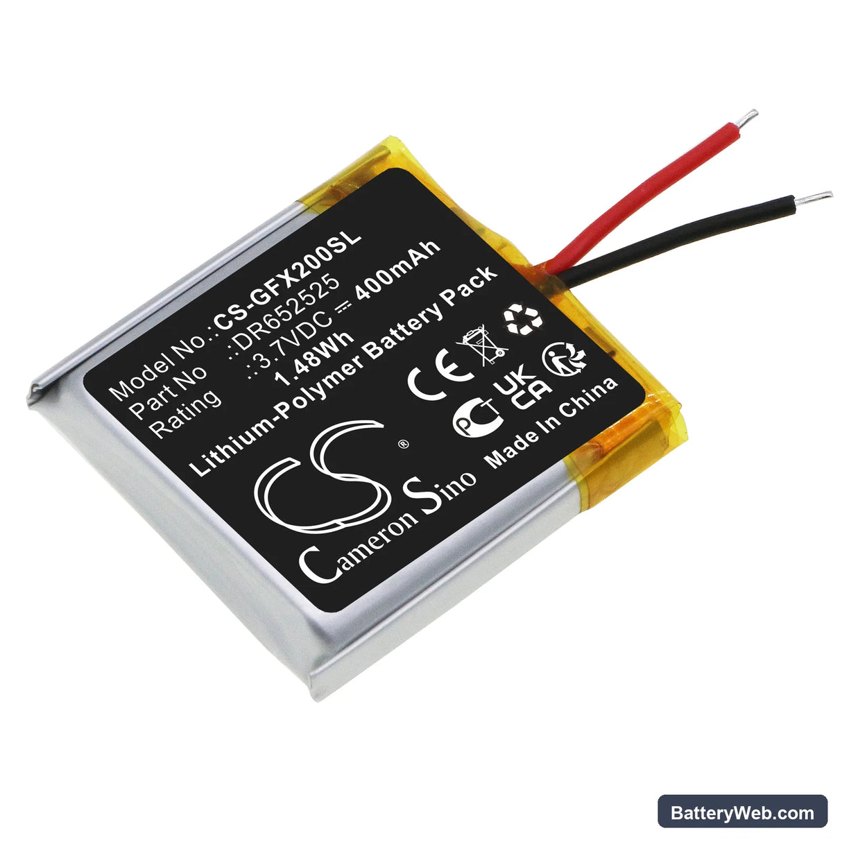 GolfBuddy Voice X Replacement Battery, 3.7V, 400mAh, Li-Polymer 1