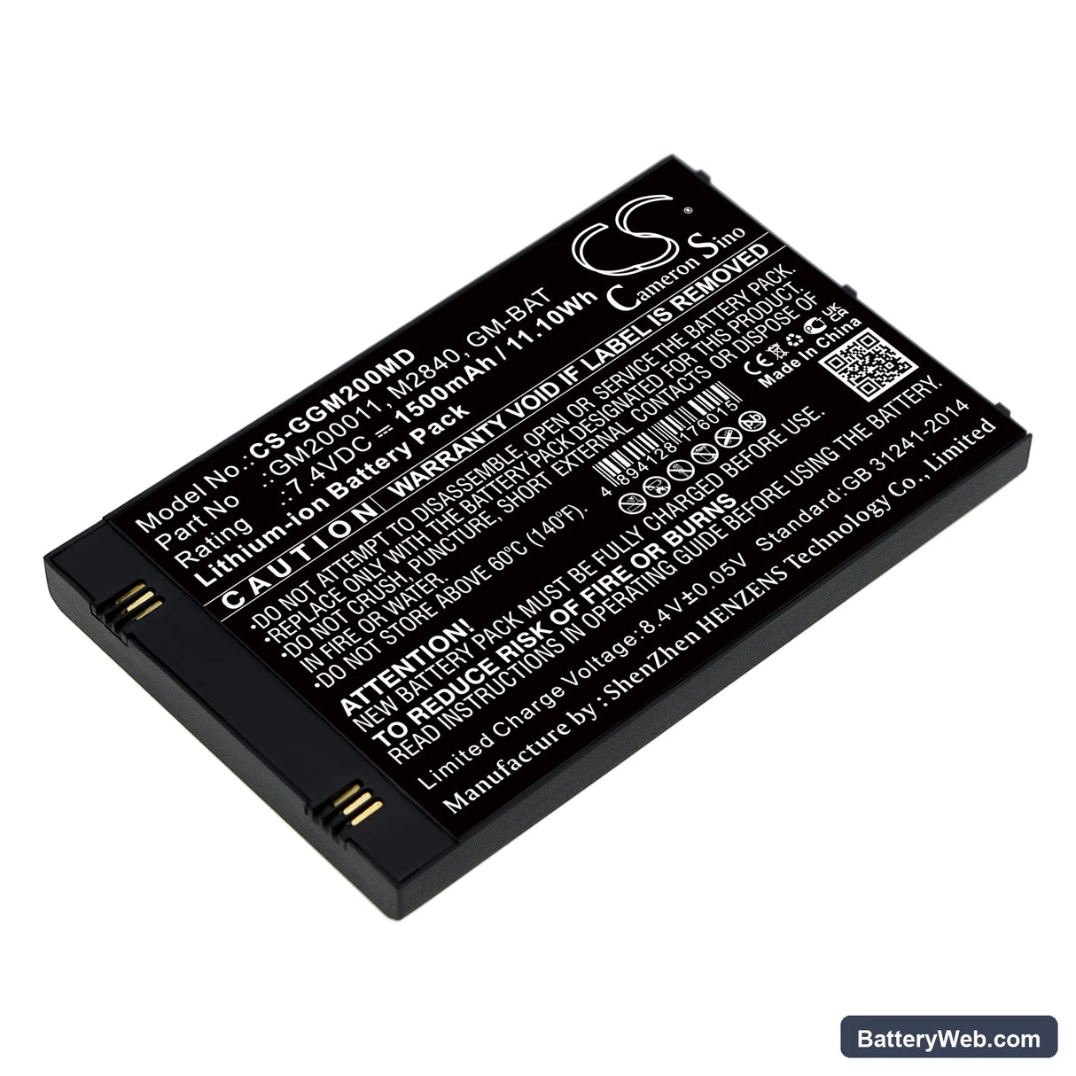 GE Echographe Vscan Replacement Battery, 7.4V, 1500mAh, Li-ion 1