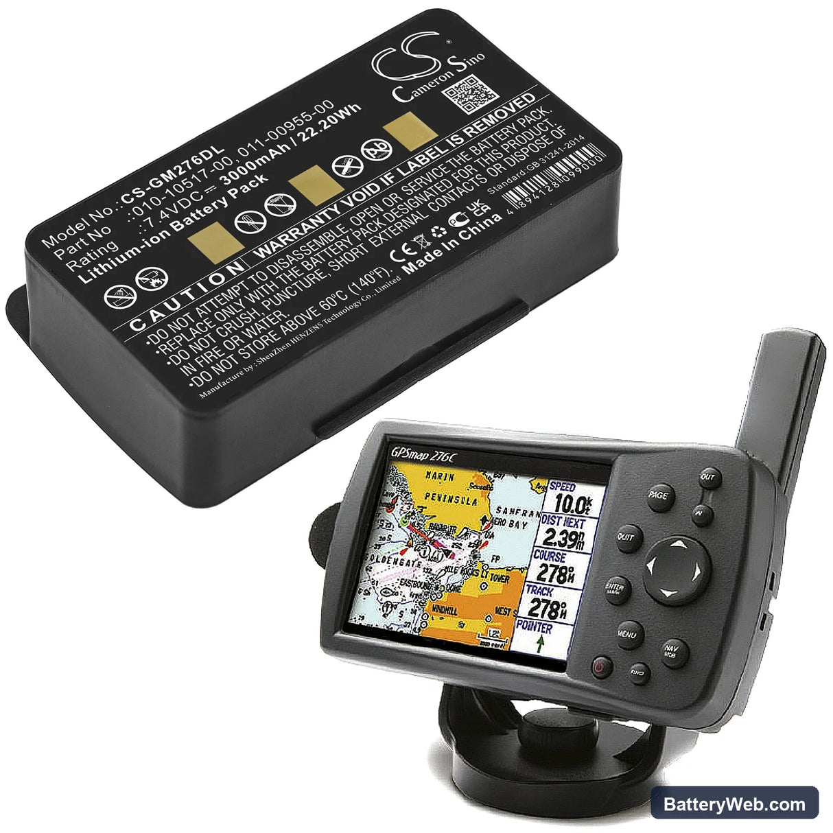 Garmin GPSMAP 276 Replacement Battery, 7.4V, 3000mAh, Li-ion 4