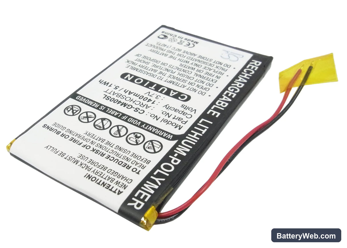 Archos Gmini 400 Replacement Battery, 3.7V, 1400mAh, Li-Polymer 2
