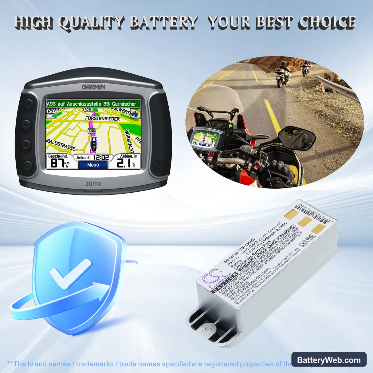 Garmin Zumo 400 Replacement Battery, 3.7V, 2200mAh, Li-ion 6