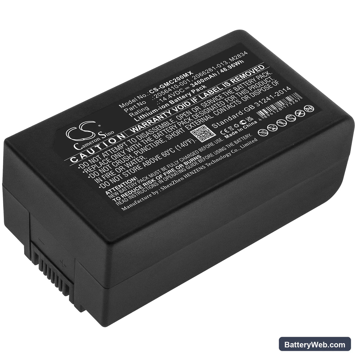 GE MAC 2000 Replacement Battery, 14.4V, 3400mAh, Li-ion 1