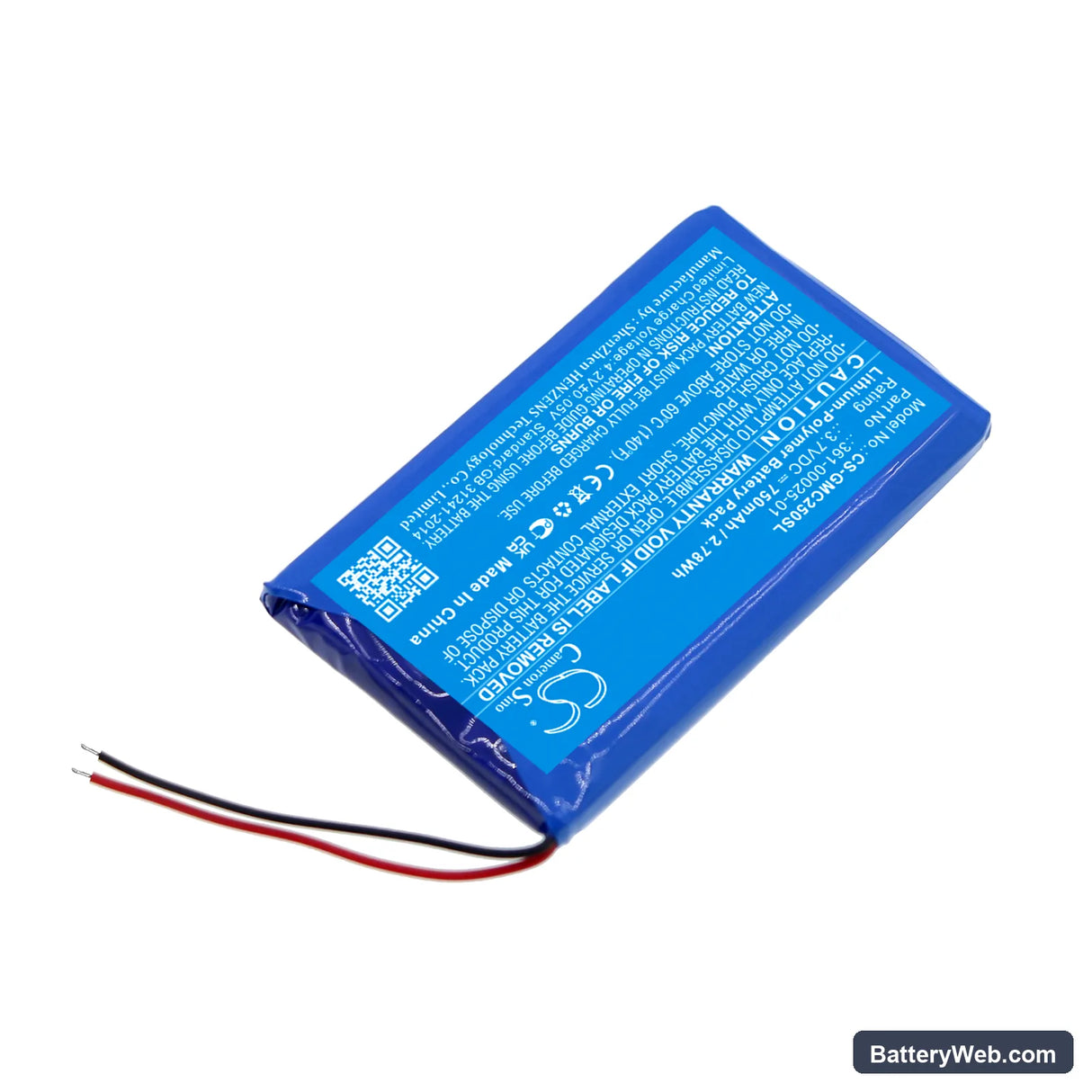 Garmin DashCam 25 Replacement Battery, 3.7V, 750mAh, Li-Polymer 2