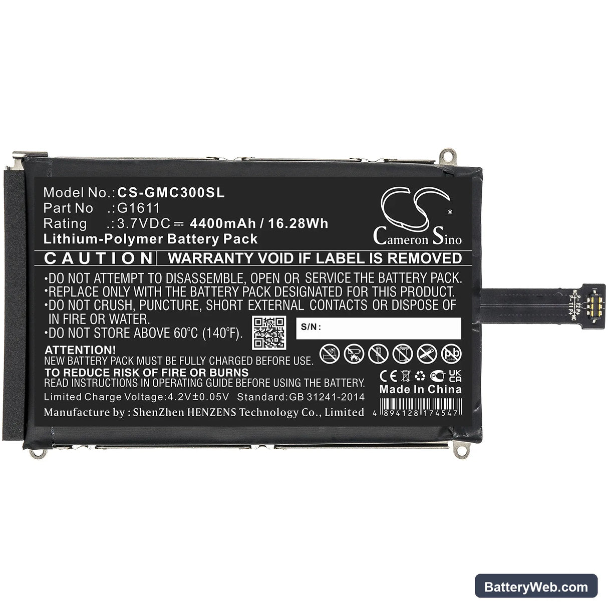 GlocalMe G3 Replacement Battery, 3.7V, 4400mAh, Li-Polymer 5