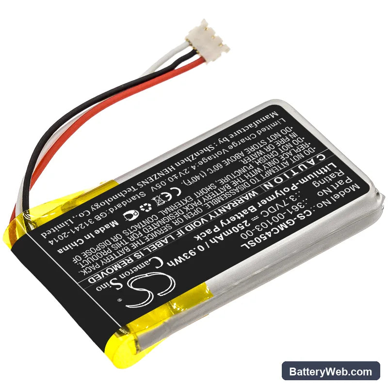 Garmin DashCam 45 Replacement Battery, 3.7V, 250mAh, Li-Polymer 2