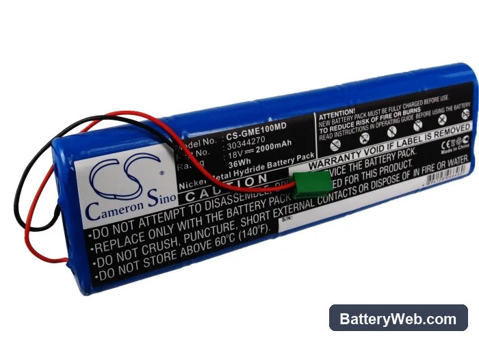 GE Marquette MAC1000 Replacement Battery, 18V, 2000mAh, Ni-MH 5