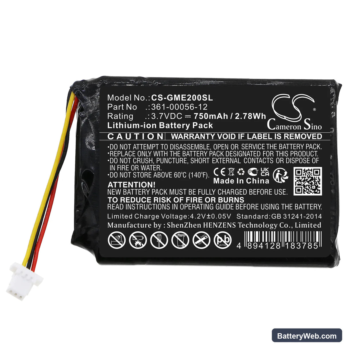 Garmin EDGE Explore 2 Replacement Battery, 3.7V, 750mAh, Li-ion 3