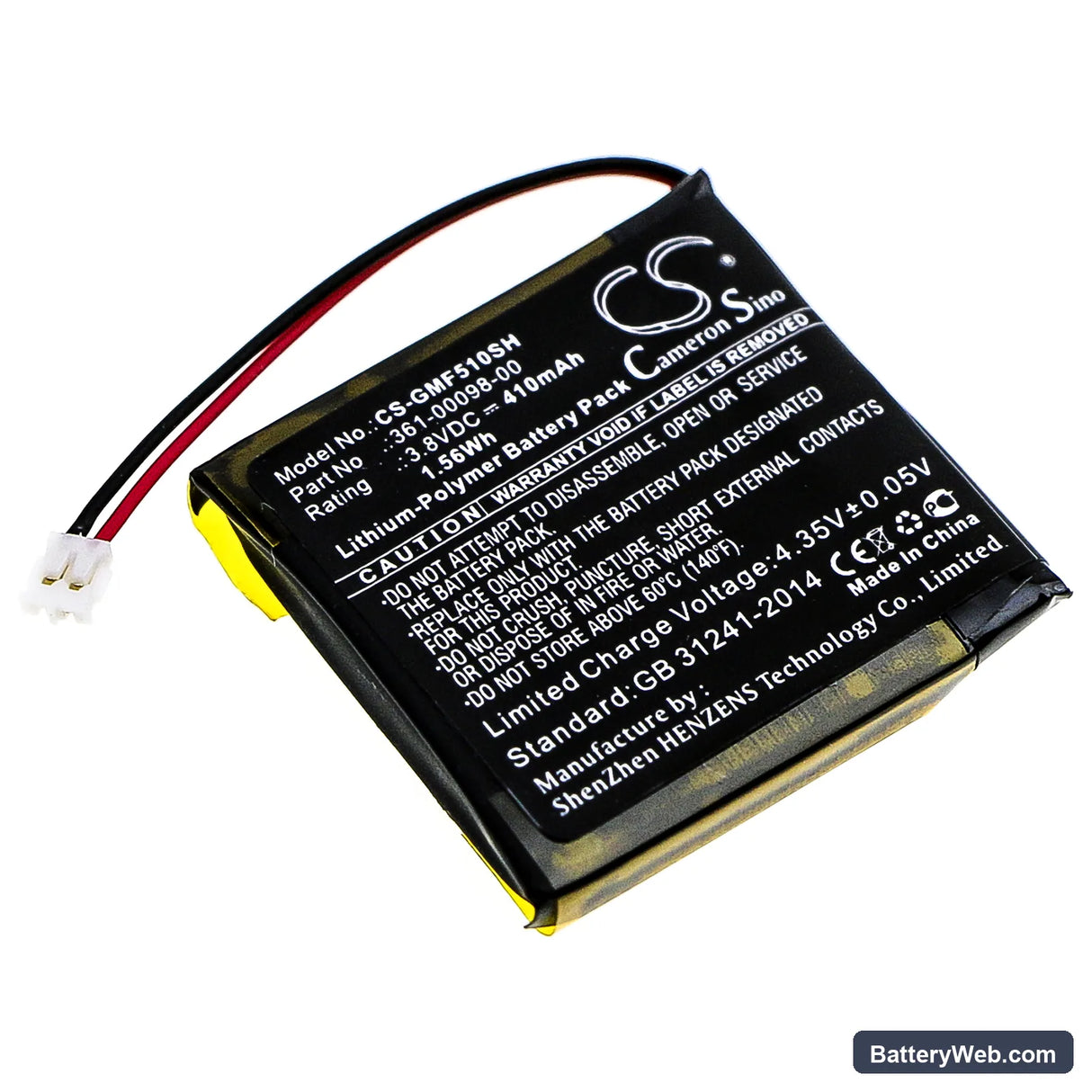 Garmin Fenix 5X Replacement Battery, 3.8V, 410mAh, Li-Polymer 1