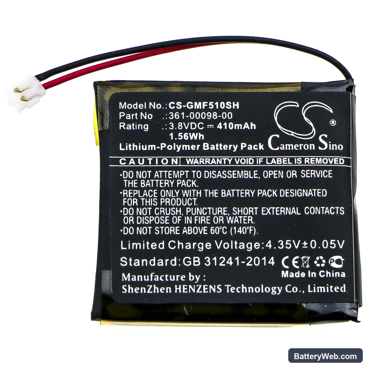 Garmin Fenix 5X Replacement Battery, 3.8V, 410mAh, Li-Polymer 3