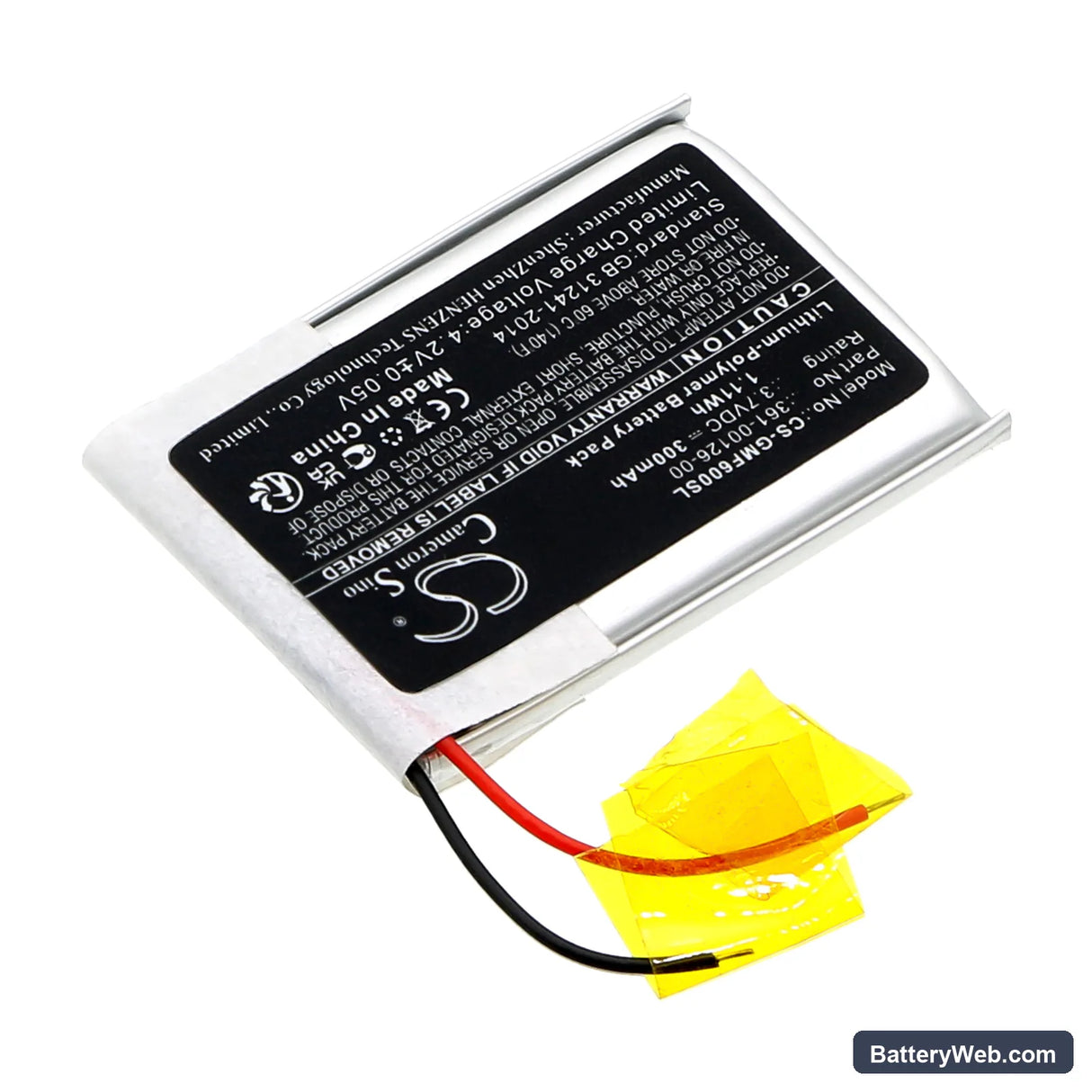 Garmin Tactix Delta Solar Replacement Battery, 3.7V, 300mAh, Li-Polymer 2