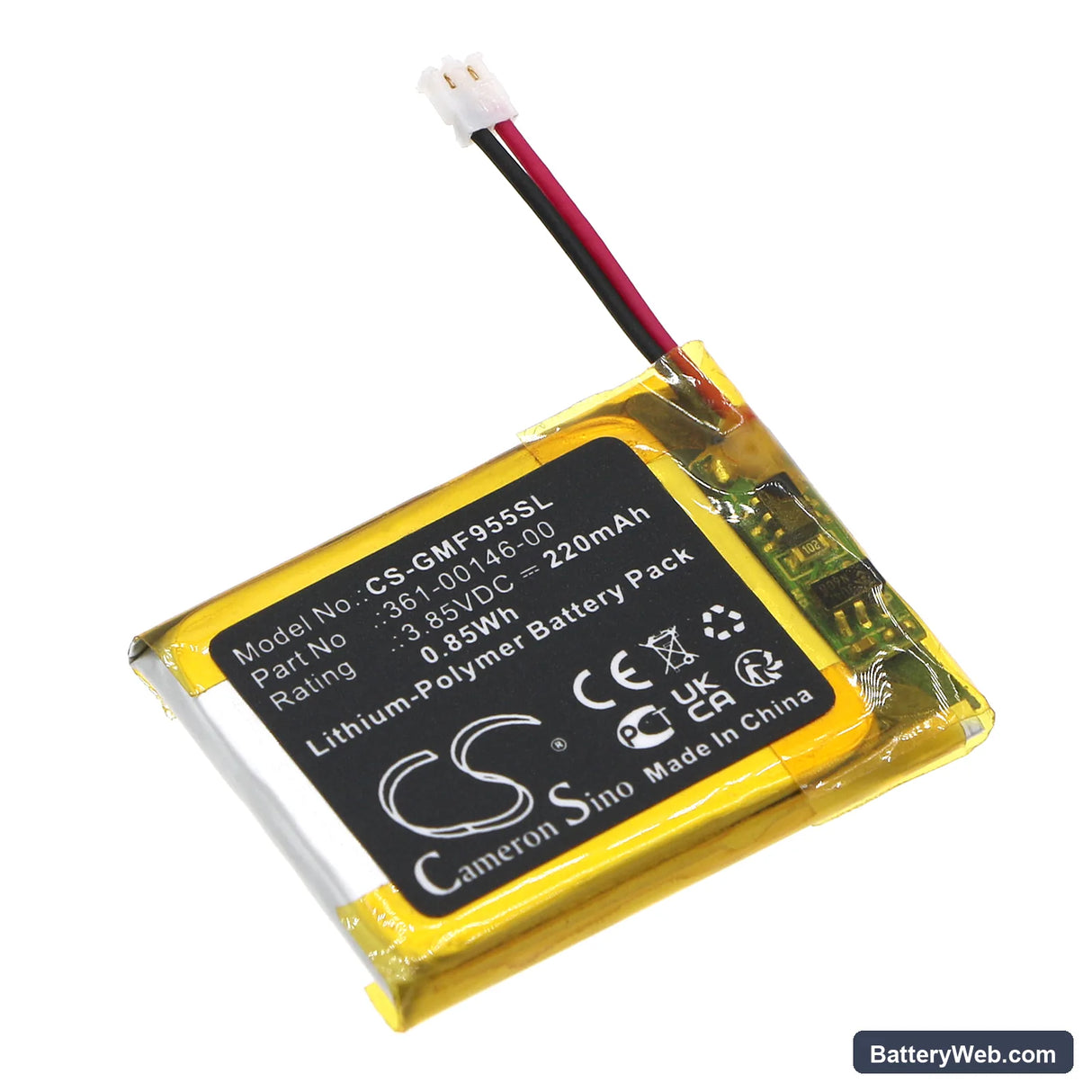 Garmin Forerunner 955 Solar Replacement Battery, 3.85V, 220mAh, Li-Polymer 1