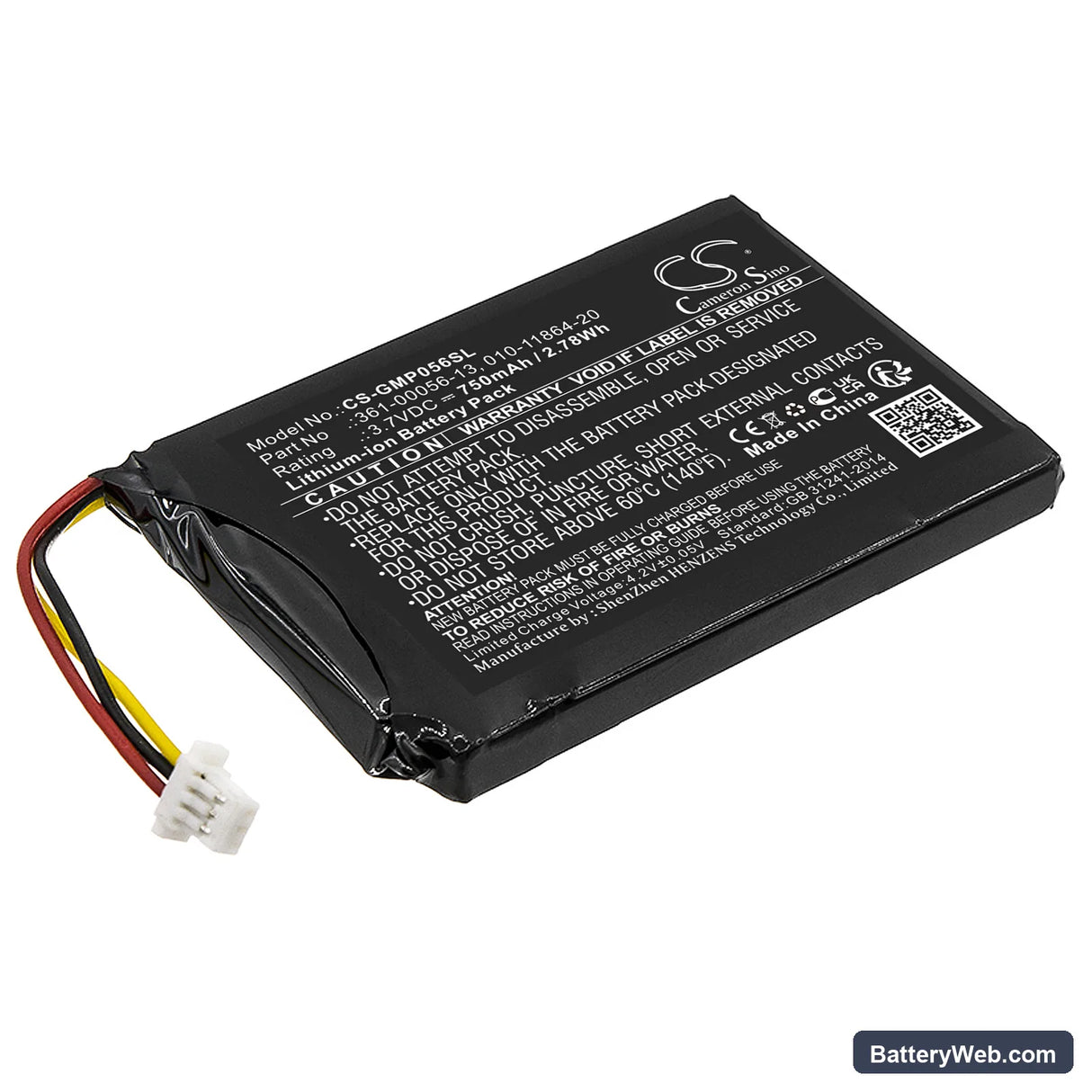 Garmin Sport PRO Handheld Transmitter Replacement Battery, 3.7V, 750mAh, Li-ion 1