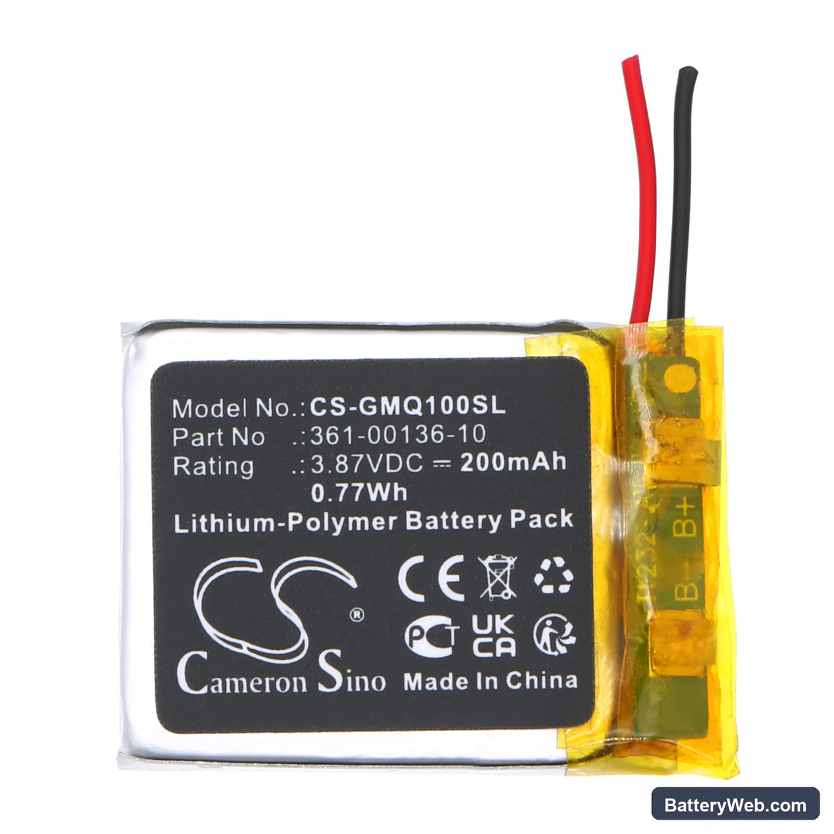 Garmin Venu SQ Music Replacement Battery, 3.87V, 200mAh, Li-Polymer 3