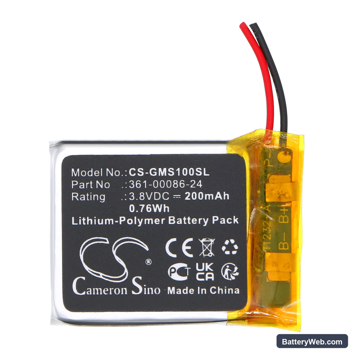 Garmin Instinct Solar GPS Replacement Battery, 3.8V, 200mAh, Li-Polymer 3
