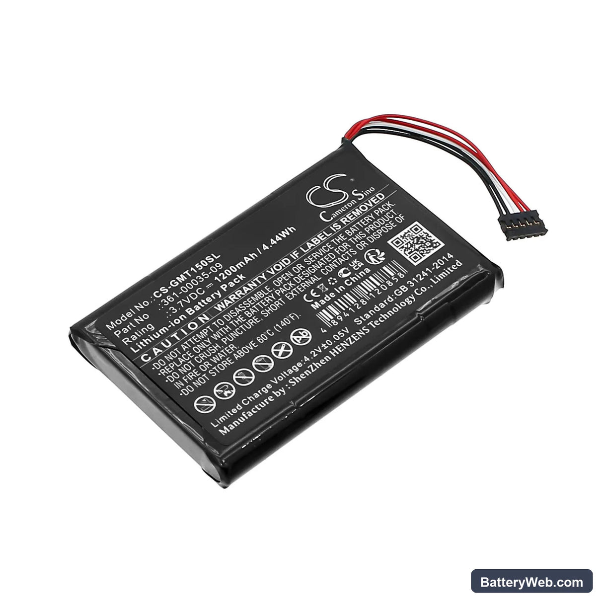 Garmin T 5 mini Replacement Battery, 3.7V, 1200mAh, Li-ion 1
