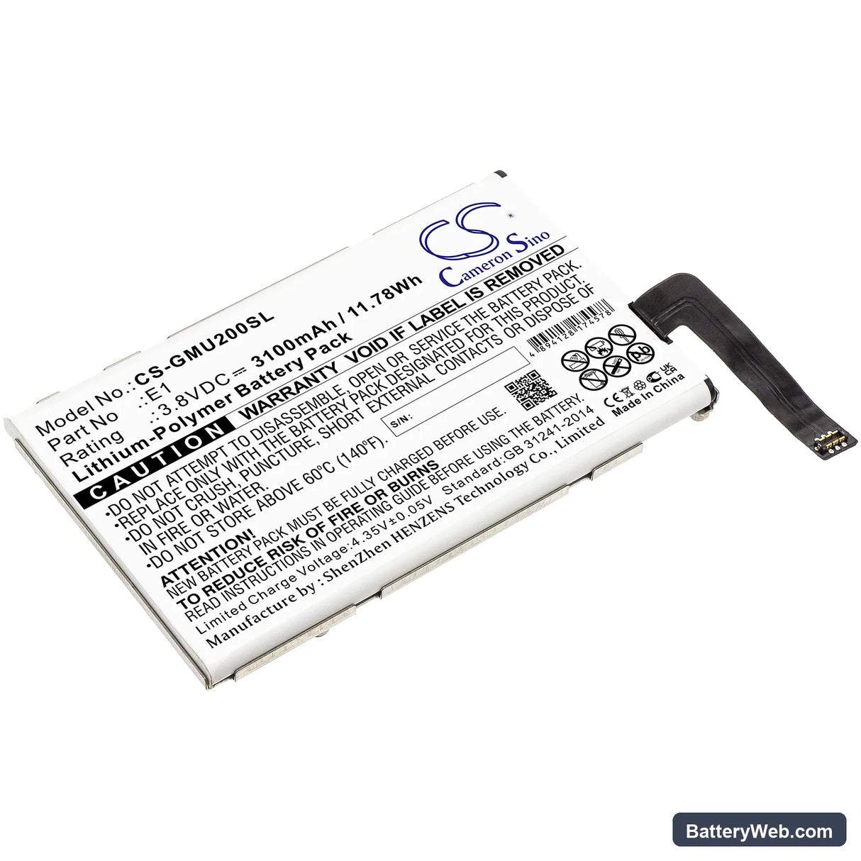 GlocalMe E1 Replacement Battery, 3.8V, 3100mAh, Li-Polymer 1