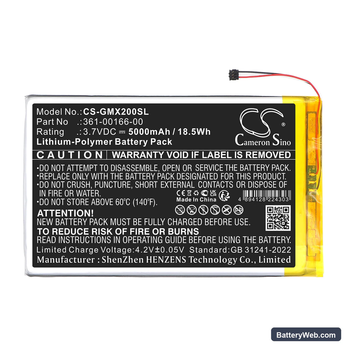 Garmin Zumo XT2 Replacement Battery, 3.7V, 5000mAh, Li-Polymer 3