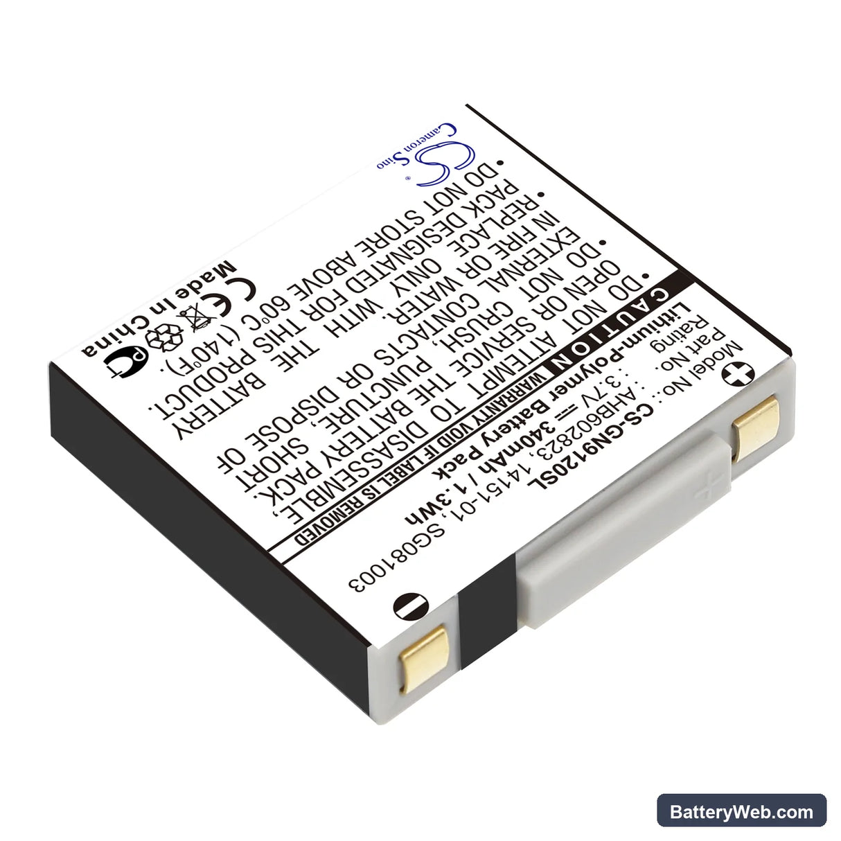 GN Netcom 9120 Replacement Battery, 3.7V, 340mAh, Li-Polymer 2