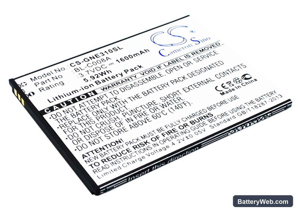 GIONEE E3 Replacement Battery, 3.7V, 1600mAh, Li-ion 2