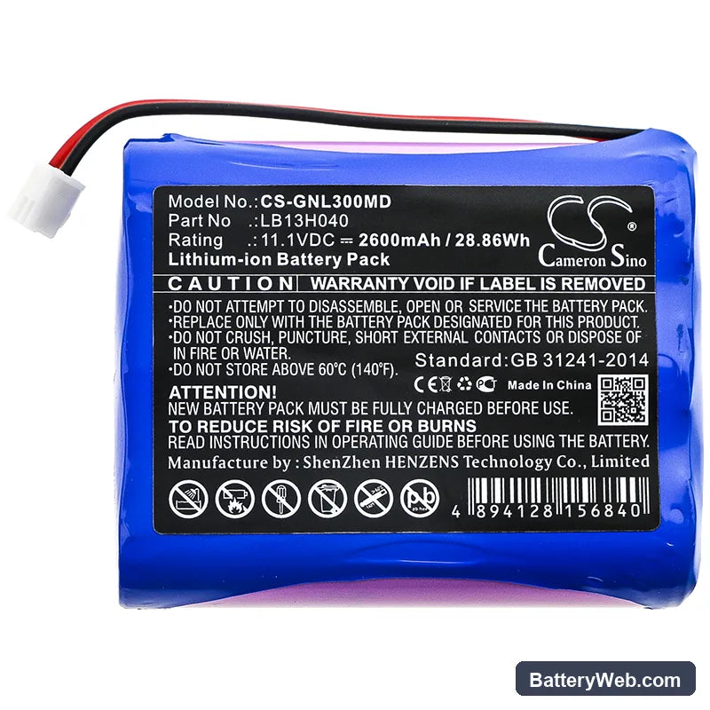 General G3H Replacement Battery, 11.1V, 2600mAh, Li-ion 3