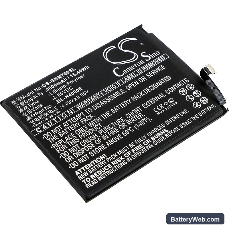 GIONEE M7 Replacement Battery, 3.85V, 4000mAh, Li-Polymer 1